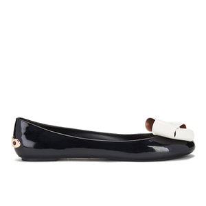 Ted Baker Women s Faiyte Jelly Bow Ballet Pumps Black Cream Allsole