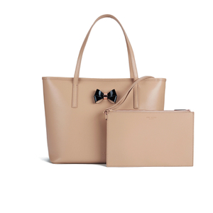 Ted Baker Women s Biancaa Bow Detail Crosshatch Large Shopper Bag Taupe