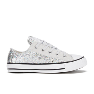 Converse Women s Chuck Taylor Textile Glitter OX Trainers Silver Mouse White