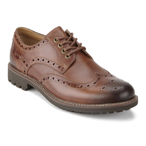 Clarks Men s Montacute Wing Leather Brogues Dark Tan Allsole