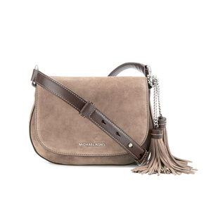 MICHAEL MICHAEL KORS Elyse Suede Tassle Saddle Bag Grey