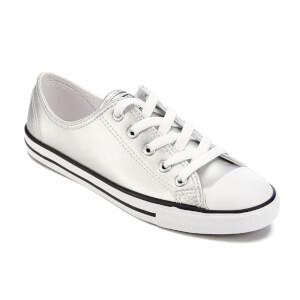 Converse Women s Chuck Taylor All Star Dainty Ox Trainers Silver Black White Allsole
