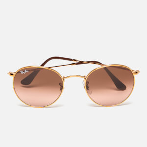 Ray Ban Round Flat Lenses Bronze Copper Frame Sunglasses