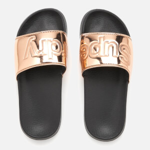 Superdry Women s Pool Slide Sandals Rose Gold TheHut