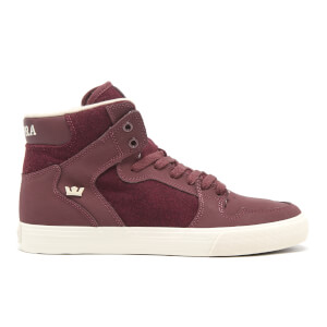 Supra Men s Vaider High Top Trainers Burgundy White Mens Footwear Zavvi