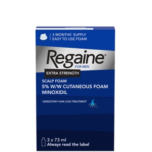 Espuma para el recrecimiento del cabello extrafuerte de Regaine para hombre 3 botes de 60 ml