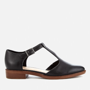Clarks Women s Taylor Palm Leather T Bar Flats Black Allsole