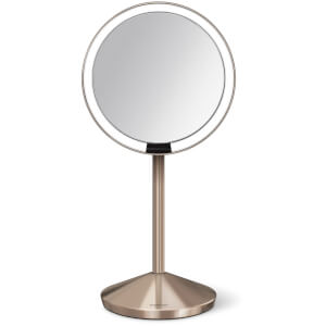simplehuman Stainless Steel Rechargeable 10x Magnification Sensor Mirror with Travel Case - Rose Gold 12cm