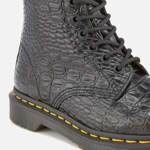 Dr. Martens Women s Pascal Croc Leather 8 Eye Lace Up Boots Black Coggles