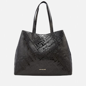 Love Moschino Women's Metallic Embossed Logo Tote Bag - Black