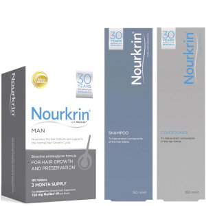 Nourkrin Man for Hair Preservation 6 Month Bundle with Shampoo and Conditioner x2