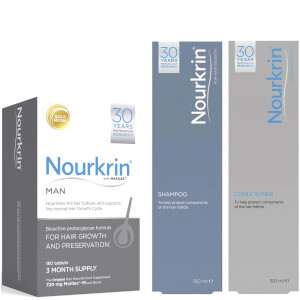 Nourkrin Man for Hair Preservation 12 Month Bundle with Shampoo and Conditioner x4
