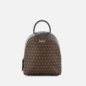 DKNY Women s Coated Logo Mini Backpack Brown Logo