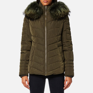 Froccella Women s Short Cheveron Big Fur Collar Coat Khaki Khaki Fur Coggles