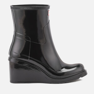 Hunter Women s Original Refined Mid Wedge Gloss Boots Black