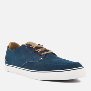 Lacoste Men s Esparre Deck 118 1 Suede Boat Shoes Navy Light Brown Coggles