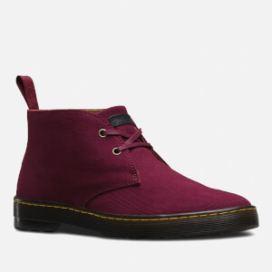 Dr. Martens Men s Mayport Overdyed Twill Canvas Lace Low Boots Oxblood Allsole