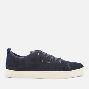 Ted Baker Men s Kaliix Perforated Suede Low Top Trainers Dark Blue Allsole