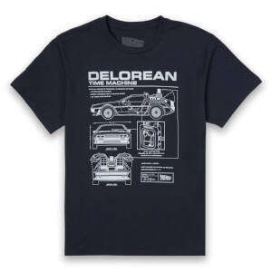T-Shirt Ritorno al Futuro DeLorean Schematic - Blu Navy