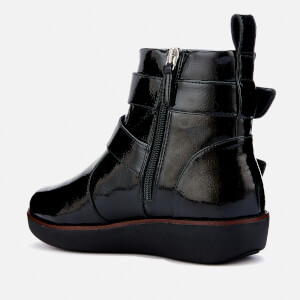 FitFlop Women s Laila Double Buckle Crinkle Patent Ankle Boots Black Allsole