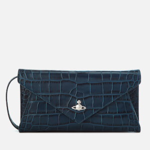 【Vivienne Westwood】Elena clutch orange-blue VIVIENNE WESTWOOD ORANGE BLUE TARTAN ELENA POUCH ZIP TOP