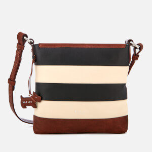 Radley Women s Babington Stripe Medium Zip Top Cross Body Bag Black Oyster