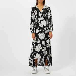Ganni Women s Kochhar Print Long Dress Black