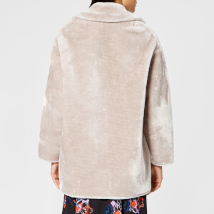 Whistles faux fur cocoon coat grey discount