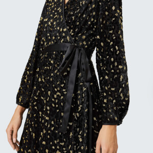 Diane von Furstenberg Women s Animal Devore Wrap Dress Black Gold Coggles
