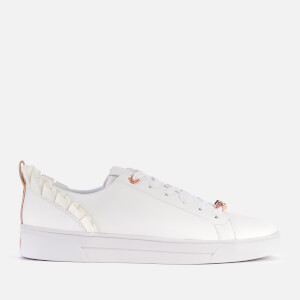 Ted Baker Women s Astrina Leather Frill Low Top Trainers White Allsole
