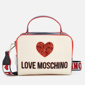 Love Moschino Women s Sequin Heart Cross Body Bag White