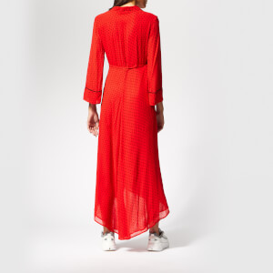 Ganni Women s Mullin Georgette Wrap Dress Fiery Red Coggles
