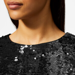 MICHAEL MICHAEL KORS Women s Crew Sequin Crop T Shirt Black Coggles