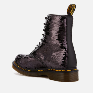Dr. Martens Women s 1460 Sequin Pascal 8 Eye Boots Black Silver Allsole