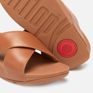 FitFlop Women s Lulu Leather Cross Slide Sandals Caramel Allsole