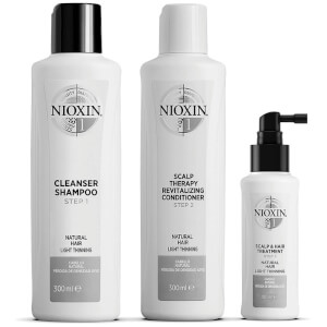 NIOXIN Kit de fidelización de 3 partes del sistema 1 para cabellos naturales con ligera disminución de volumen