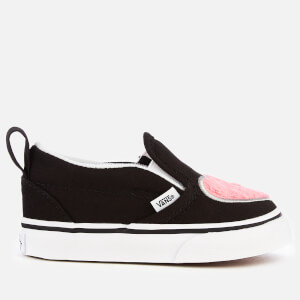 Vans Toddlers Fur Heart Slip On Trainers Strawberry Pink Black TheHut