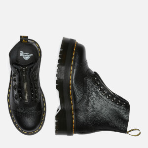 Dr martens sinclair flatform zip leather boots in tumbled black top