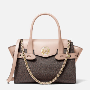 Carmen small flap top belted leather satchel