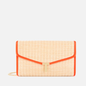 Ted Baker Women s Arthea Straw T Clutch Neon Orange