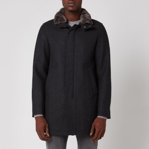 ジャケット・アウター HERNO DIAGONAL WOOL CHESTER COAT Herno Diagonal Wool Blend Car Coat with Removable Faux Fur