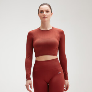 MP Women's Shape Seamless Ultra Long Sleeve Crop Top - Burnt Red - XXS