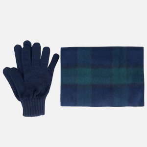 Barbour Men's Tartan Scarf and Gloves Gift Set - Navy Check