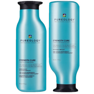 Pureology Strength Cure Shampoo and Conditioner Bundle for Damaged Hair, Sulphate Free for a Gentle Cleanse with Vegan Formulas