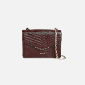 Ted Baker Women s Shakib Patent Quilted Envelope Mini Cross Body Bag Deep Purple