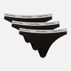 Contrast-band black thongs 3-pack, Calvin Klein