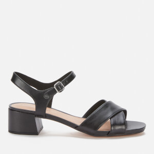 Clarks Women s Sheer35 Strap Leather Block Heeled Sandals Black