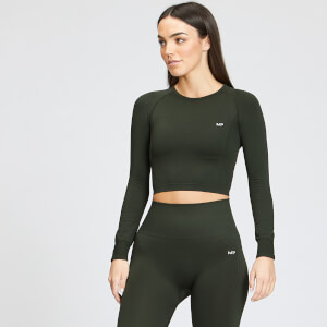 MP Women's Shape Seamless Long Sleeve Crop Top - Vine Leaf