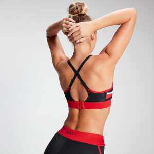 Brassière de sport colour-block convertible MP Engage pour femmes – Noire/Rouge danger