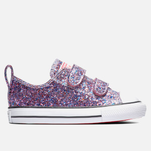 Converse Toddlers Chuck Taylor All Star Glitter Ox Velcro Trainers Bold Pink UK 4 Baby Allsole